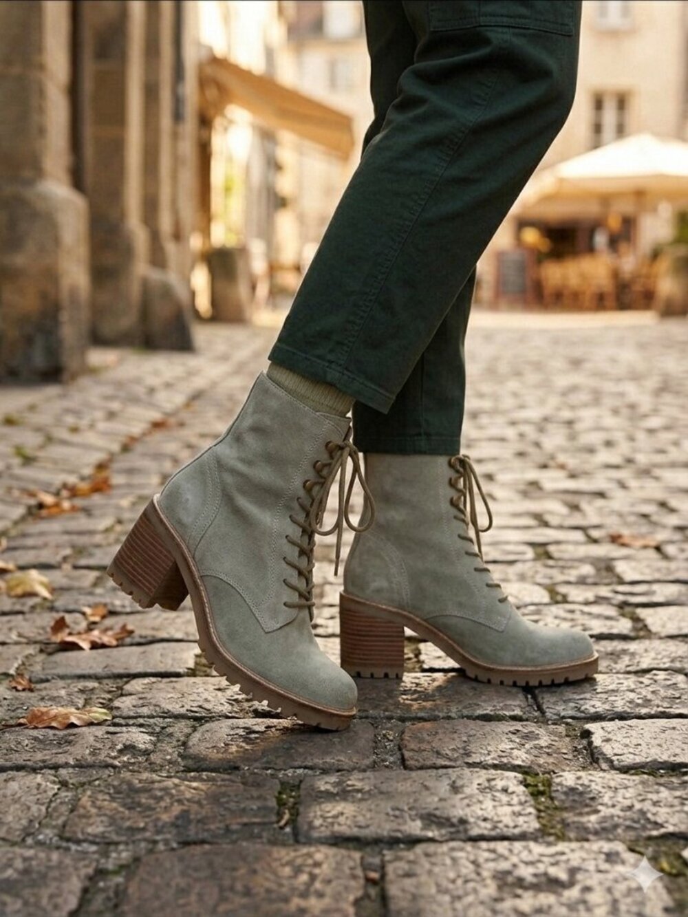 Seychelles Irresistible Suede Combat Mid-Calf Block Heel Boot New Size 9 Stone